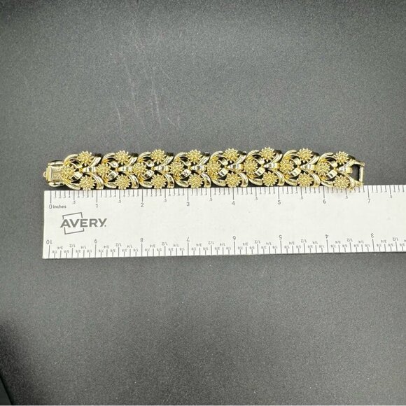 Coro Pegasus 1950s Mid-Century Gold Tone Ornate Textured Bracelet 7in Vintage - Picture 6 of 13